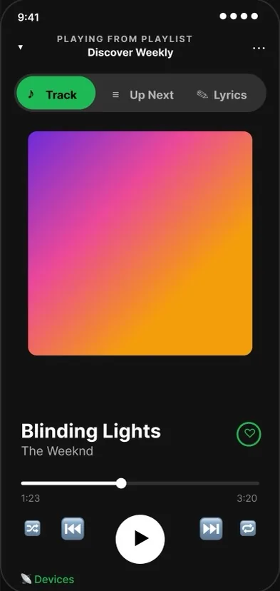 Spotify App Redesign prototype screen